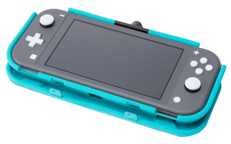前面カバーを背面側に回せます。CYBER・耐衝撃カバー（SWITCH Lite用）〈ターコイズ〉